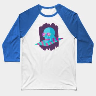 Vaporwave Skull Baseball T-Shirt